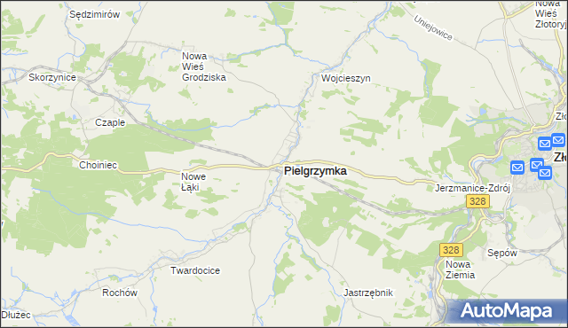 mapa Pielgrzymka powiat złotoryjski, Pielgrzymka powiat złotoryjski na mapie Targeo