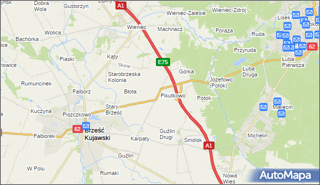 mapa Pikutkowo, Pikutkowo na mapie Targeo