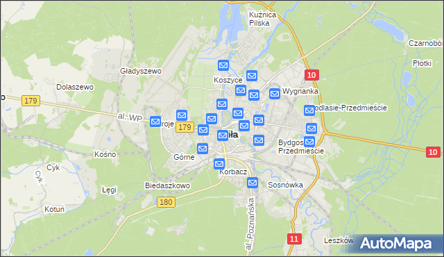 mapa Piły, Piła na mapie Targeo