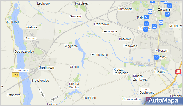 mapa Piotrkowice gmina Inowrocław, Piotrkowice gmina Inowrocław na mapie Targeo