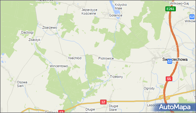 mapa Piotrowice gmina Święciechowa, Piotrowice gmina Święciechowa na mapie Targeo