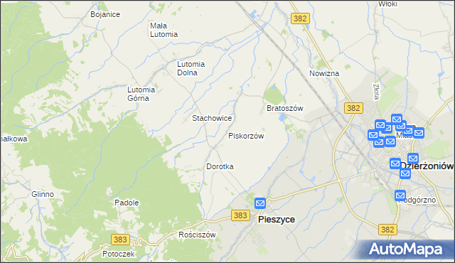 mapa Piskorzów gmina Pieszyce, Piskorzów gmina Pieszyce na mapie Targeo