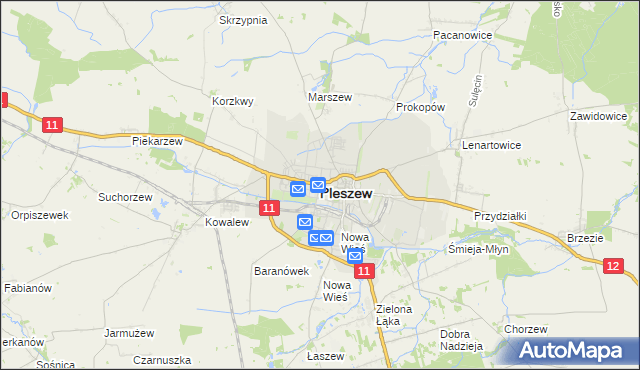 mapa Pleszew, Pleszew na mapie Targeo