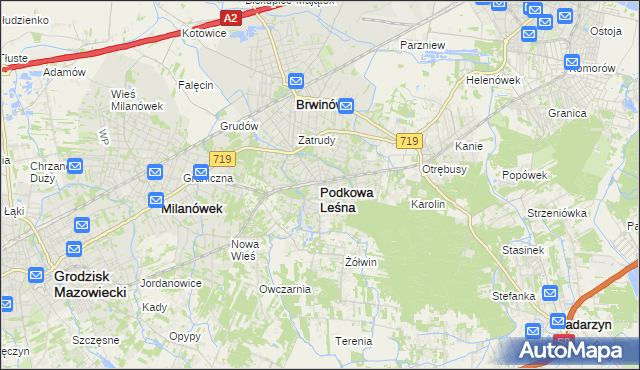 mapa Podkowa Leśna, Podkowa Leśna na mapie Targeo