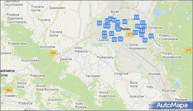 mapa Podleszany, Podleszany na mapie Targeo