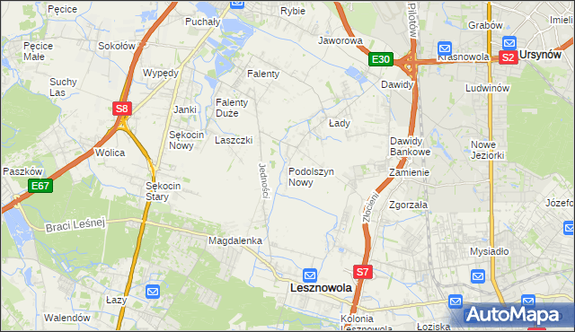 mapa Podolszyn Nowy, Podolszyn Nowy na mapie Targeo