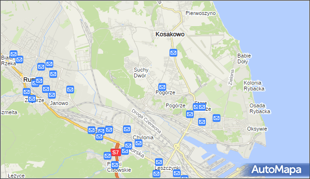 mapa Pogórze gmina Kosakowo, Pogórze gmina Kosakowo na mapie Targeo