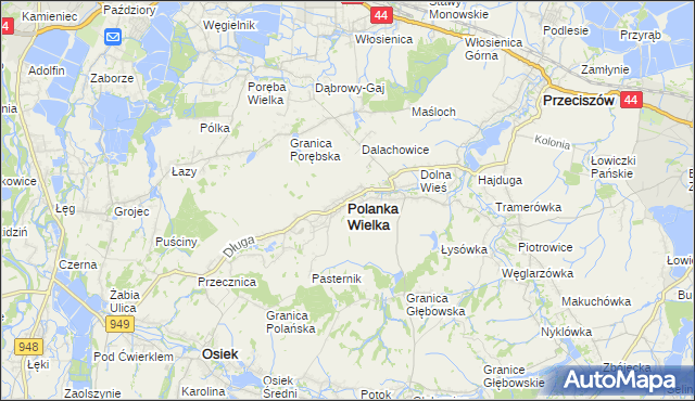 mapa Polanka Wielka, Polanka Wielka na mapie Targeo