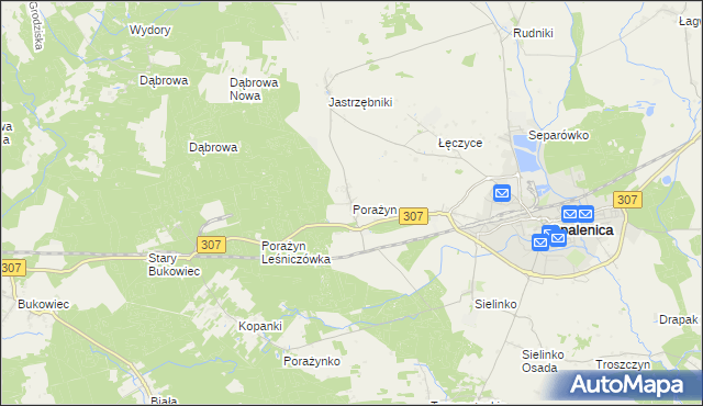 mapa Porażyn, Porażyn na mapie Targeo
