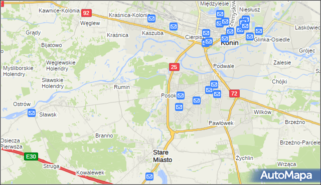 mapa Posoka gmina Stare Miasto, Posoka gmina Stare Miasto na mapie Targeo