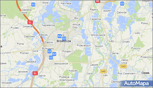mapa Przecieszyn, Przecieszyn na mapie Targeo