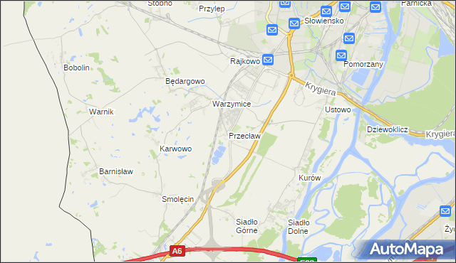 mapa Przecław gmina Kołbaskowo, Przecław gmina Kołbaskowo na mapie Targeo