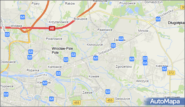 mapa Psie Pole gmina Wrocław, Psie Pole gmina Wrocław na mapie Targeo