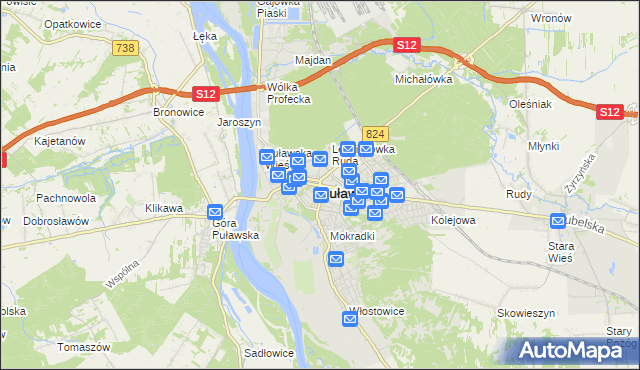 mapa Puław, Puławy na mapie Targeo