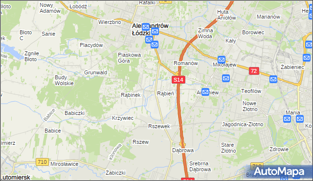 mapa Rąbień, Rąbień na mapie Targeo