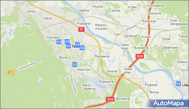 mapa Racławice gmina Nisko, Racławice gmina Nisko na mapie Targeo