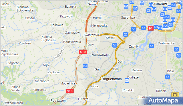 mapa Racławówka, Racławówka na mapie Targeo
