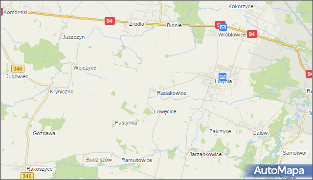 mapa Radakowice, Radakowice na mapie Targeo