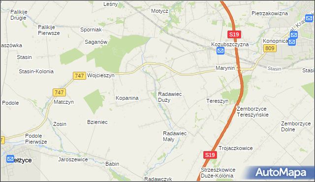 mapa Radawiec Duży, Radawiec Duży na mapie Targeo