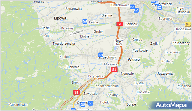 mapa Radziechowy, Radziechowy na mapie Targeo