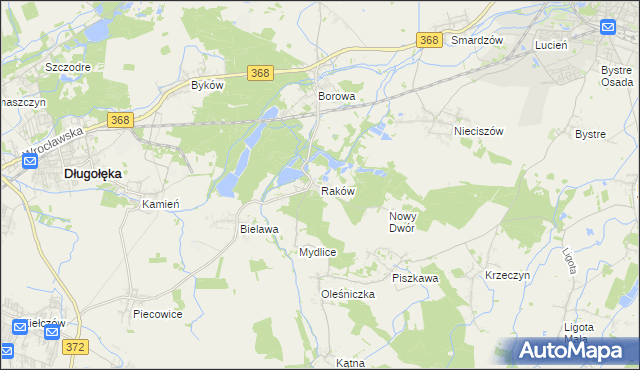 mapa Raków gmina Długołęka, Raków gmina Długołęka na mapie Targeo