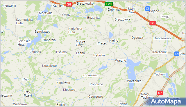 mapa Rębiska gmina Szemud, Rębiska gmina Szemud na mapie Targeo