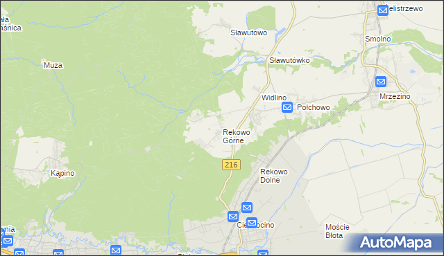 mapa Rekowo Górne, Rekowo Górne na mapie Targeo