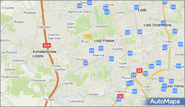 mapa Retkinia, Retkinia na mapie Targeo