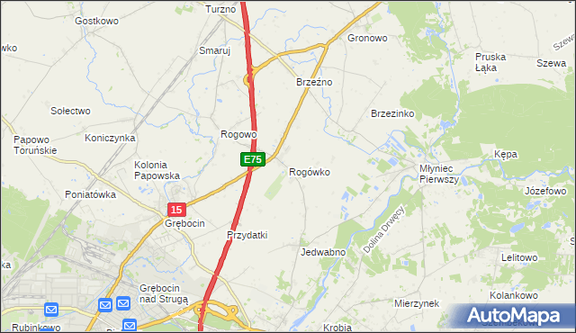 mapa Rogówko gmina Lubicz, Rogówko gmina Lubicz na mapie Targeo