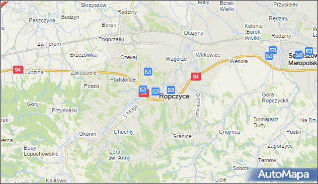 mapa Ropczyce, Ropczyce na mapie Targeo