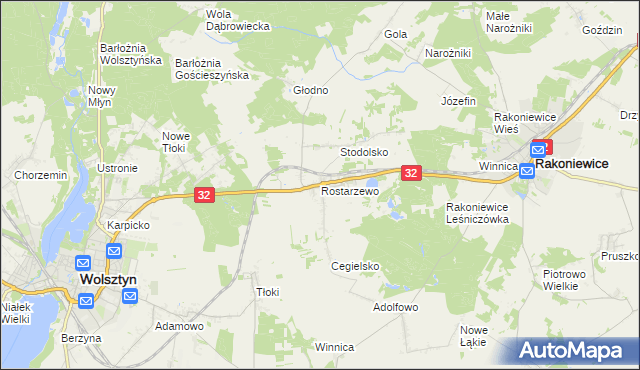 mapa Rostarzewo, Rostarzewo na mapie Targeo