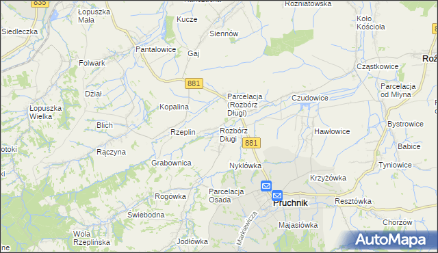 mapa Rozbórz Długi, Rozbórz Długi na mapie Targeo
