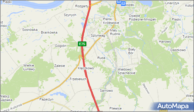 mapa Ruda gmina Grudziądz, Ruda gmina Grudziądz na mapie Targeo