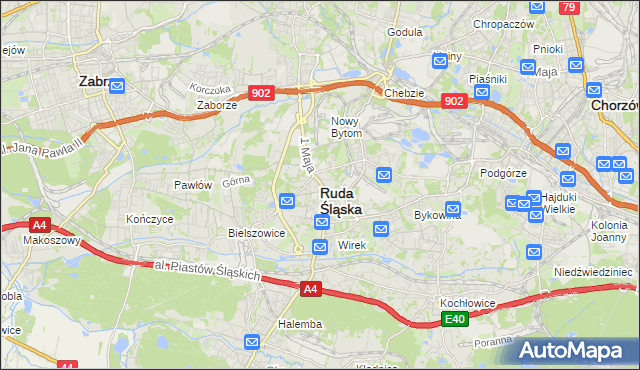 mapa Rudy Śląskiej, Ruda Śląska na mapie Targeo