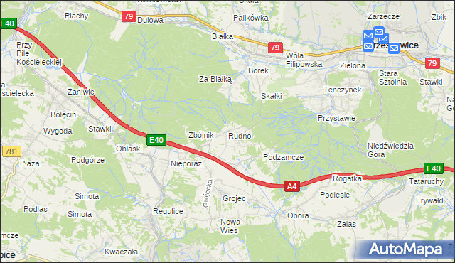 mapa Rudno gmina Krzeszowice, Rudno gmina Krzeszowice na mapie Targeo