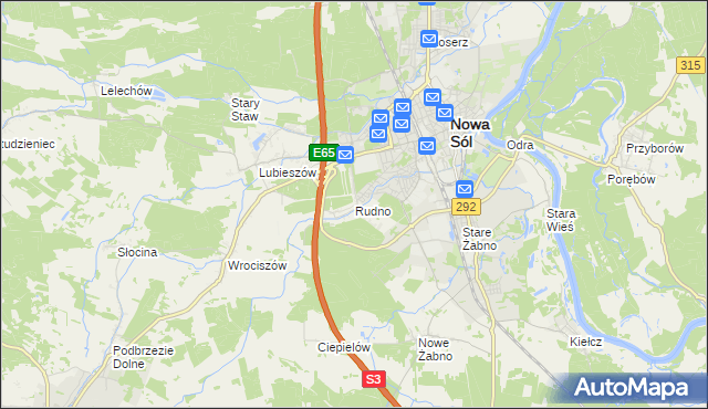 mapa Rudno gmina Nowa Sól, Rudno gmina Nowa Sól na mapie Targeo