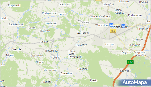 mapa Rykoszyn, Rykoszyn na mapie Targeo