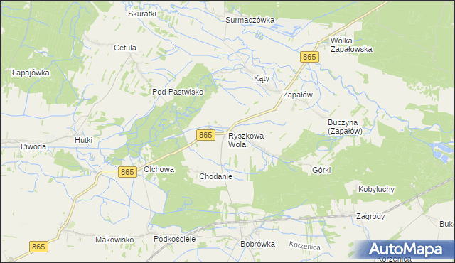 mapa Ryszkowa Wola, Ryszkowa Wola na mapie Targeo