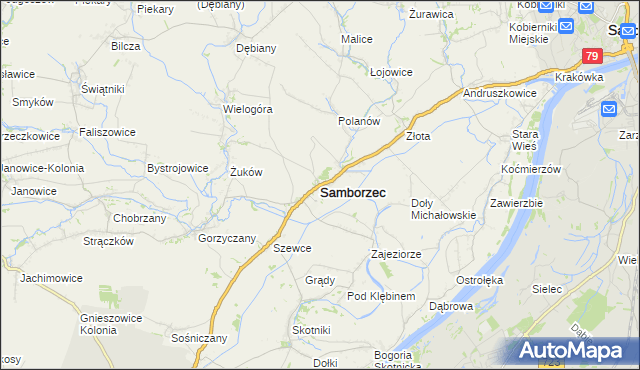 mapa Samborzec, Samborzec na mapie Targeo