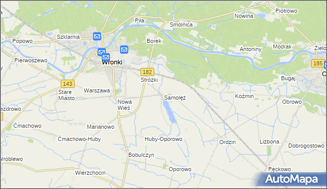 mapa Samołęż, Samołęż na mapie Targeo