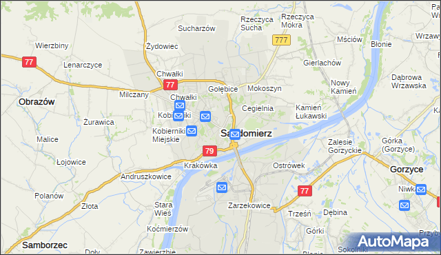 mapa Sandomierza, Sandomierz na mapie Targeo