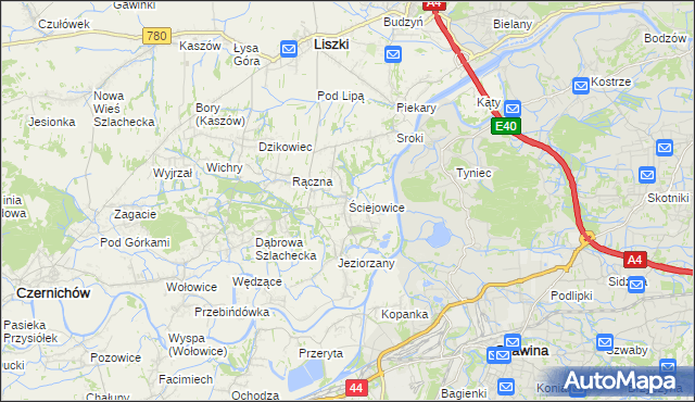 mapa Ściejowice, Ściejowice na mapie Targeo