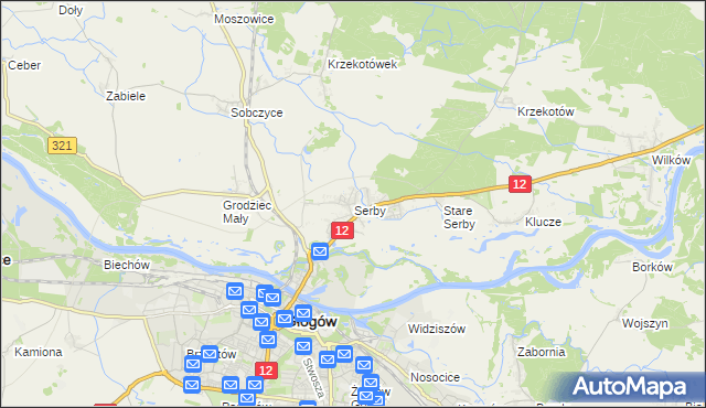 mapa Serby, Serby na mapie Targeo