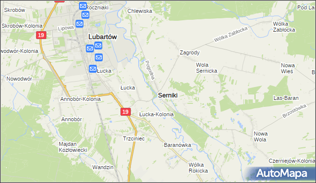 mapa Serniki, Serniki na mapie Targeo