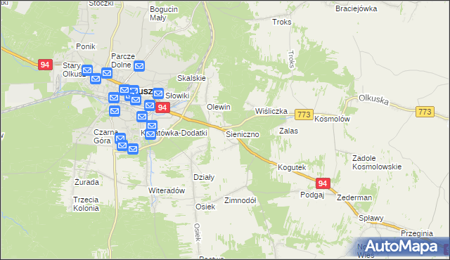 mapa Sieniczno, Sieniczno na mapie Targeo