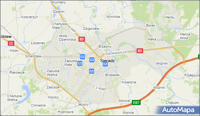 mapa Sieradz, Sieradz na mapie Targeo