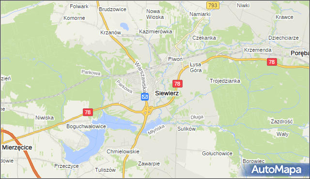 mapa Siewierz, Siewierz na mapie Targeo
