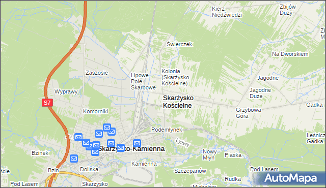 mapa Skarżysko Kościelne, Skarżysko Kościelne na mapie Targeo