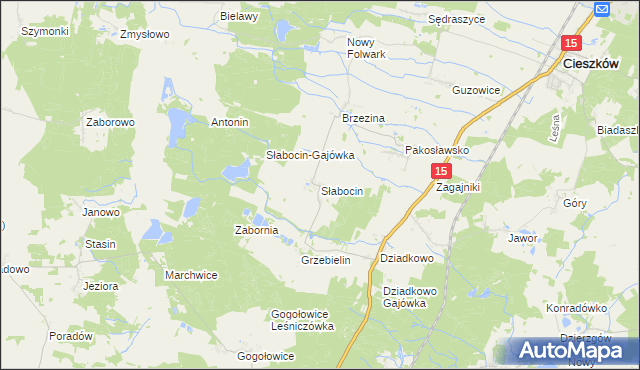 mapa Słabocin, Słabocin na mapie Targeo