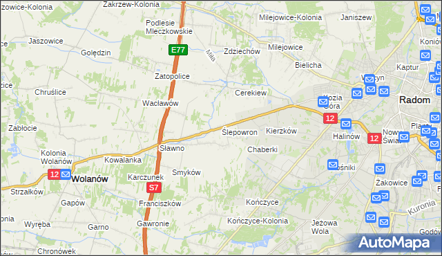 mapa Ślepowron, Ślepowron na mapie Targeo